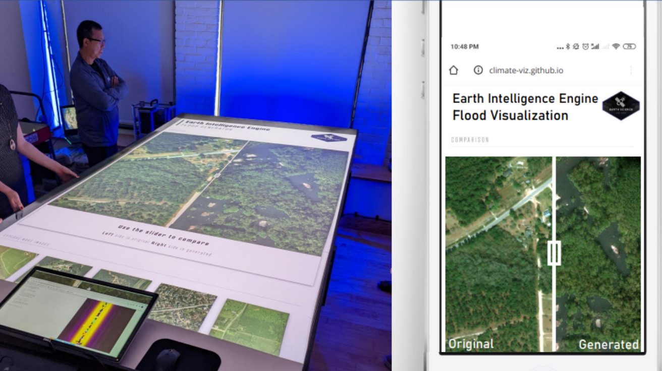 Generating Physically-Consistent Satellite Imagery for Climate Visualizations