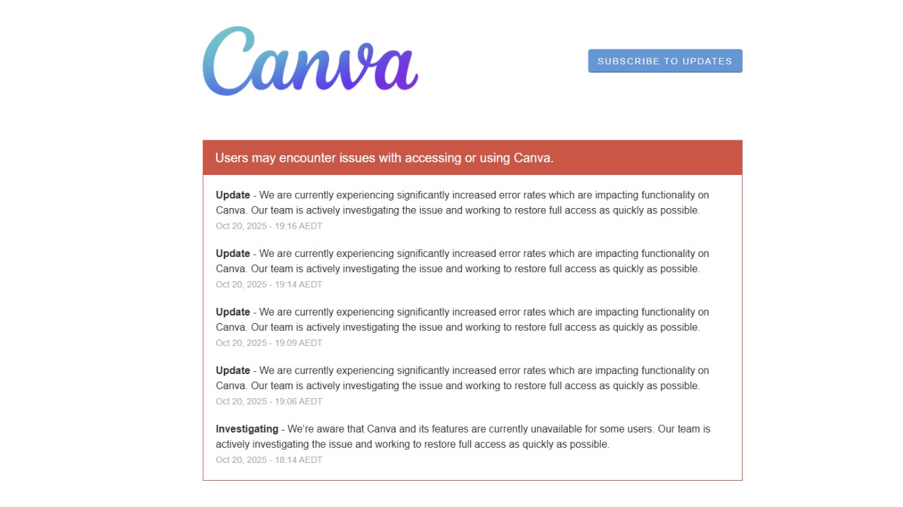캔바 글로벌 서버 장애 발생, 2억 사용자 발 동동 - AI매터스