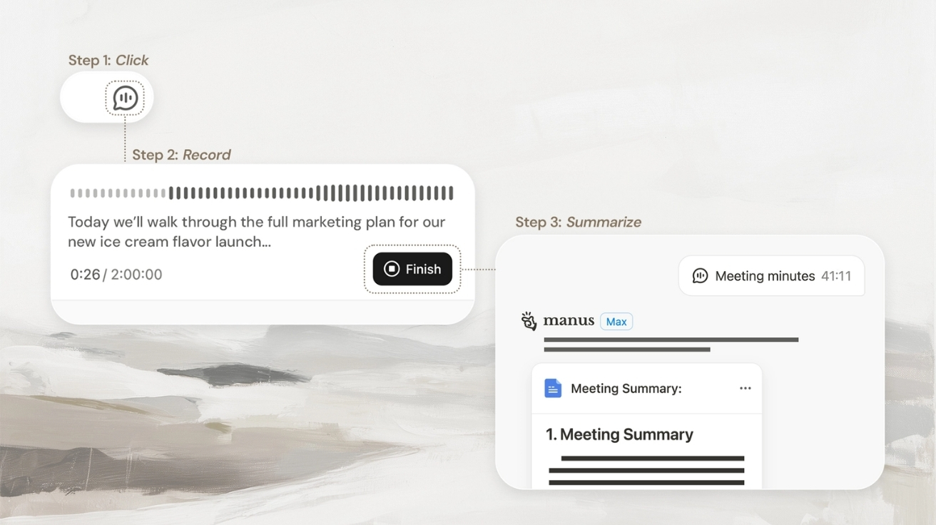 "회의 끝나자마자 PPT 완성"... 마누스, 대면 회의용 AI 기능 출시